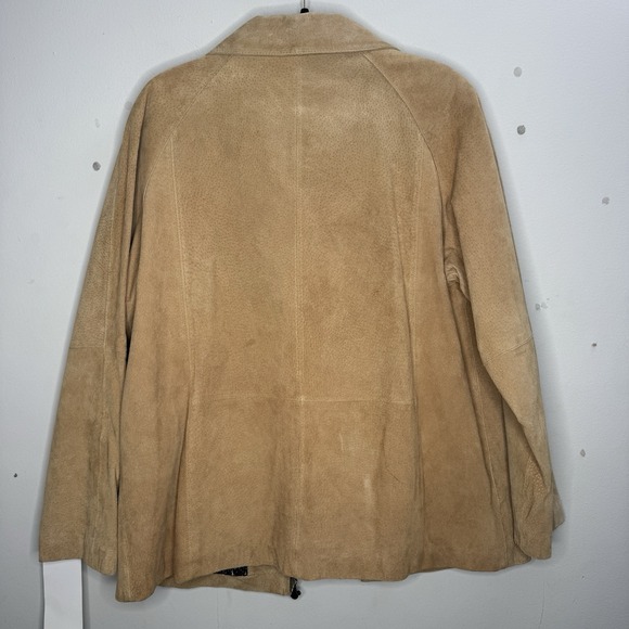 Walt Disneyland Park Womens XL Suede Leather Jacket Tan Zipper Soft Vintage - Picture 10 of 11